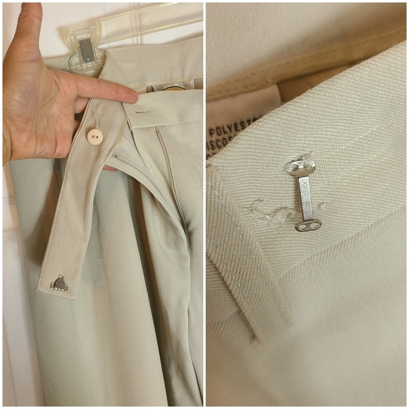 TALBOTS stretch khaki tan beige cuffed business suit is pants with belt loops - Picture 4 of 5